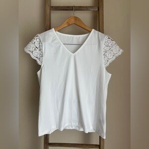 White shirt with lace detail